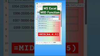 MID Function in Excelexceltech excel [upl. by Retrop]