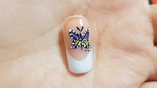 Uñas Acrilicas Francesa Perfecta  Diseño Mariposa Paso A Paso [upl. by Hepzi]