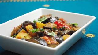 Recette Indienne Végétarienne Aubergines  Aloo Began 𑁍 Pankaj Sharma [upl. by Nylirej]