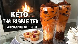 Keto Thai Bubble Tea with Sugar Free Coffee Jello [upl. by Erdua427]