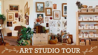 Art Studio Tour  natural boho cottage cozy art studio [upl. by Rednasxela67]