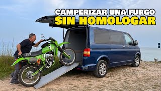 VW T5 CAMPER con GARAJE para Motos y SIN HOMOLOGAR​​  Al Son de mi Furgón [upl. by Buderus]