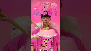 Random Pink Food ASMR Eating 🍧🦑🩷 mukbang cure short [upl. by Blondy]