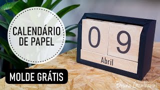 DIY  CALENDÁRIO PERMANENTE DE PAPEL  MOLDE GRÁTIS  BRUNA GAMBARINI [upl. by Yanaton]