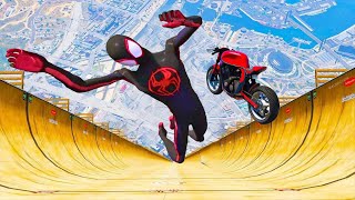 GTA 5 Deadpool amp Wolverine x MILES MORALES vs MEGA RAMP JUMP 37 SpiderMan Jumps with Cars amp Bikes [upl. by Brindle162]