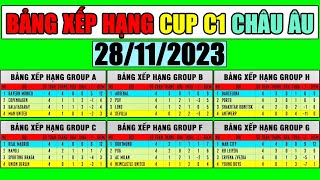 Bảng Xếp Hạng Vòng Bảng Cup C1 Châu Âu  Cập Nhật 28112023  Barca Bayern Munich Man City Top 1 [upl. by Simonsen]