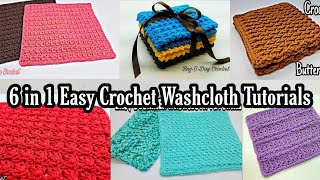 Easy Crochet Washcloth Tutorial  6 in 1 Easy Crochet Dishcloth Tutorial  Bag O Day Crochet [upl. by Aronoh503]