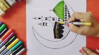 Makkah and Madina Easy Drawing Tutorial  How to draw khana E Kaba Step by Step [upl. by Einimod136]