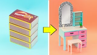 DIY Miniature Dressing table with matchbox  Make mini dressing table Craftube4u [upl. by Wsan]