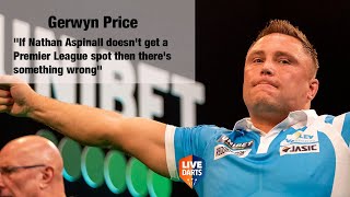 Gerwyn Price quotIf Nathan Aspinall doesnt get a Premier League spot then theres something wrongquot [upl. by Nanyk]