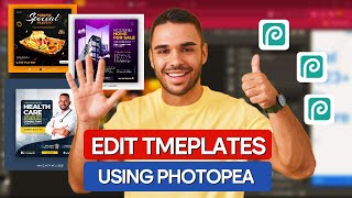 How to Download and Edit Templates in Photopea  Photopea Tutorial [upl. by Wettam167]