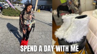 SPEND A DAY WITH ME   CUSTOM FLUFFY BOOTS AND TAPESTRY HOODIE [upl. by Holtz901]