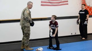 Sergeant Surprises Son In Taekwondo Lesson [upl. by Aisiram]