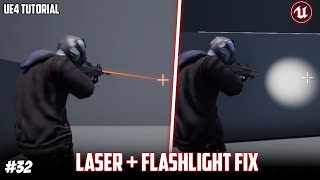 UE4 TUTORIAL 32  Laser sight amp Flashlight fix Third person shooter [upl. by Ylrevaw358]