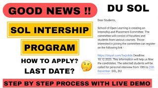 LIVE DEMO INTERNSHIP FOR SOL STUDENTS  HOW TO APPLY SOL INTERSHIP PROGRAM  DU SOL [upl. by Zelma]