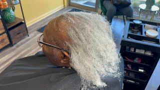 No hair on her edges and balding  Alopecia Transformation on Gray hair [upl. by Aihsakal143]