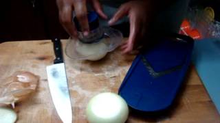 Cutting onions easily with mandolin slicer [upl. by Marino343]