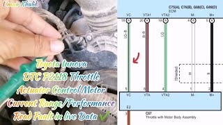 Toyota Innova DTC P2118Throttle Actuator Control Motor Current RangePerformance Find Fault liveData [upl. by Abehsat]