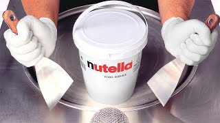 Massive Nutella Bucket Ice Cream Rolls  making Ice Cream out of Chocolate Hazelnut Spread  ASMR [upl. by Shipp193]