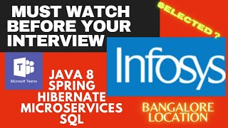 SELECTED  INFOSYS  java spring boot microservices hibernate interview  real time java interview [upl. by Nhepets]