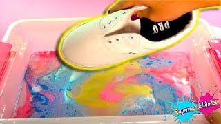 Pintando mis tenis con agua Hidrografía  Hydro dipping  Supermanualidades [upl. by Aisenat]