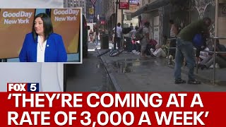 NYC migrant crisis ‘They’re coming at a rate of 3000 a week’ [upl. by Enael]