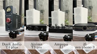 Introductory phono amplifier music test  Douk Audio T4plus Aiyima T3pro Ampapa A1 ifi zen phono3 [upl. by Ard]