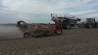 John Deere 9620R seeding with a Bourgault air drill 4K Video [upl. by Dex]