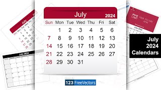 July 2024 Calendar  123FreeVectors [upl. by Enetsirhc]