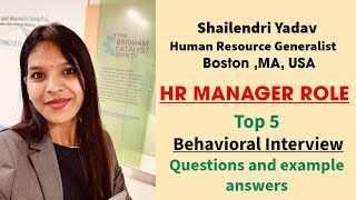 Top 5 BEHAVIORAL interview questions and answers for HR MANAGER role [upl. by Amrak]