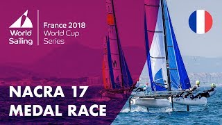 Full Nacra 17 Medal Race  Sailings World Cup Series  Hyères France 2018 [upl. by Ydnew949]