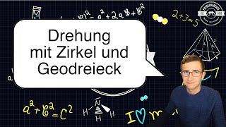 Geometrie Drehung mit Zirkel und Geodreieck Mathematik Klasse 6  7 [upl. by Nailimixam285]