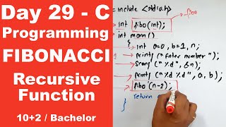 Fibonacci series using Recursive function in C  Day 29  Readersnepal [upl. by Gaston]