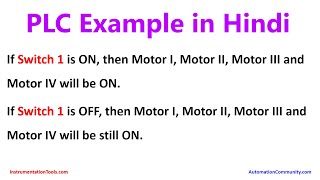 PLC Example in Hindi Motors ON and OFF as per Logic [upl. by Ydnolem115]