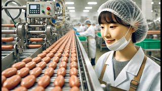 Great Sausage Making Modern Food Processing Technology Korea Sausage Factory in Hungary [upl. by Tsui]