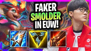 FAKER IS A GOD WITH SMOLDER IN EUW SERVER  T1 Faker Plays Smolder Mid vs Quinn Worlds Bootcamp [upl. by Ecinnej]