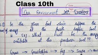 OUR ENVIRONMENT CLASS 10 IMPORTANT QUESTIONS ‼️cbse ncert ourenvironment [upl. by Eahsram740]