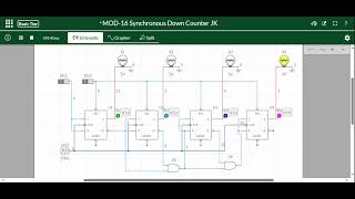 MOD16 Synchronous Down Counter  JK FlipFlop [upl. by Odilo]