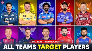 IPL 2025 ALL TEAMS TARGET PLAYERS LIST  IPL 2025 ALL TEAM PROBABLE TARGET PLAYER  IPL AUCTION 2025 [upl. by Eserehs999]