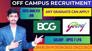 BCG Recruitment 2024 for Freshers  Godrej Recruitment 2024  Data Analyst Role for Freshers  Jobs [upl. by Lyell]