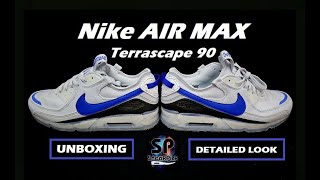 Nike Air Max Terrascape 90 Pure PlatinumWhiteAnthraciteHyper Royal UNBOXING  DETAILED LOOK [upl. by Winebaum]