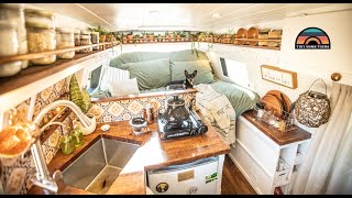 Her Bohemian Camper Van Tiny House  Solo Female Van Life On The Road [upl. by Brenk]