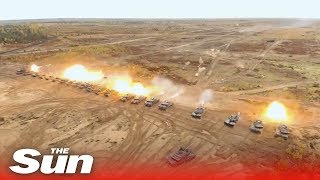 NATO tests a twentyfive tank barrage [upl. by Yelmene]