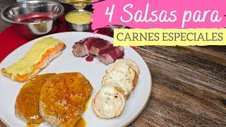 4 tipos de SALSAS deliciosas para CARNES especiales🎄🎅 recetasnavideñas [upl. by Anerak]