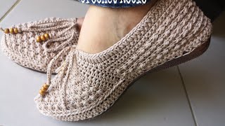 ZAPATOS TEJIDOS A CROCHET con medio pilar doble combinado Has de tú hobby un EMPRENDIMIENTO 61💓 [upl. by Fregger]