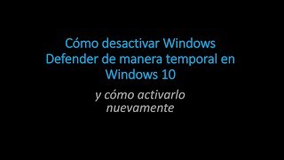 ❓Cómo desactivar Windows Defender temporalmente en Windows 10 [upl. by Eelyak]