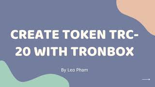 Create token TRC20 with Tronbox [upl. by Avik89]