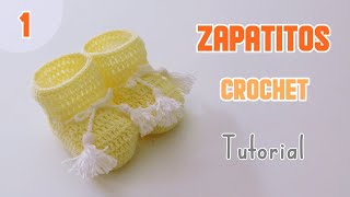 Como tejer zapatitos escarpines botitas a crochet  ganchillo Principiantes Parte 1 [upl. by Storm]