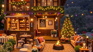 Warm Night at Christmas Coffee Shop Ambience 🎄 Relaxing Christmas Jazz Music [upl. by Teteak]