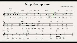 NO POTHO REPOSARE  Tradizionale Sardo  Spartito facile  Flauto  Violino  Accordi  Play along [upl. by Ahswat]